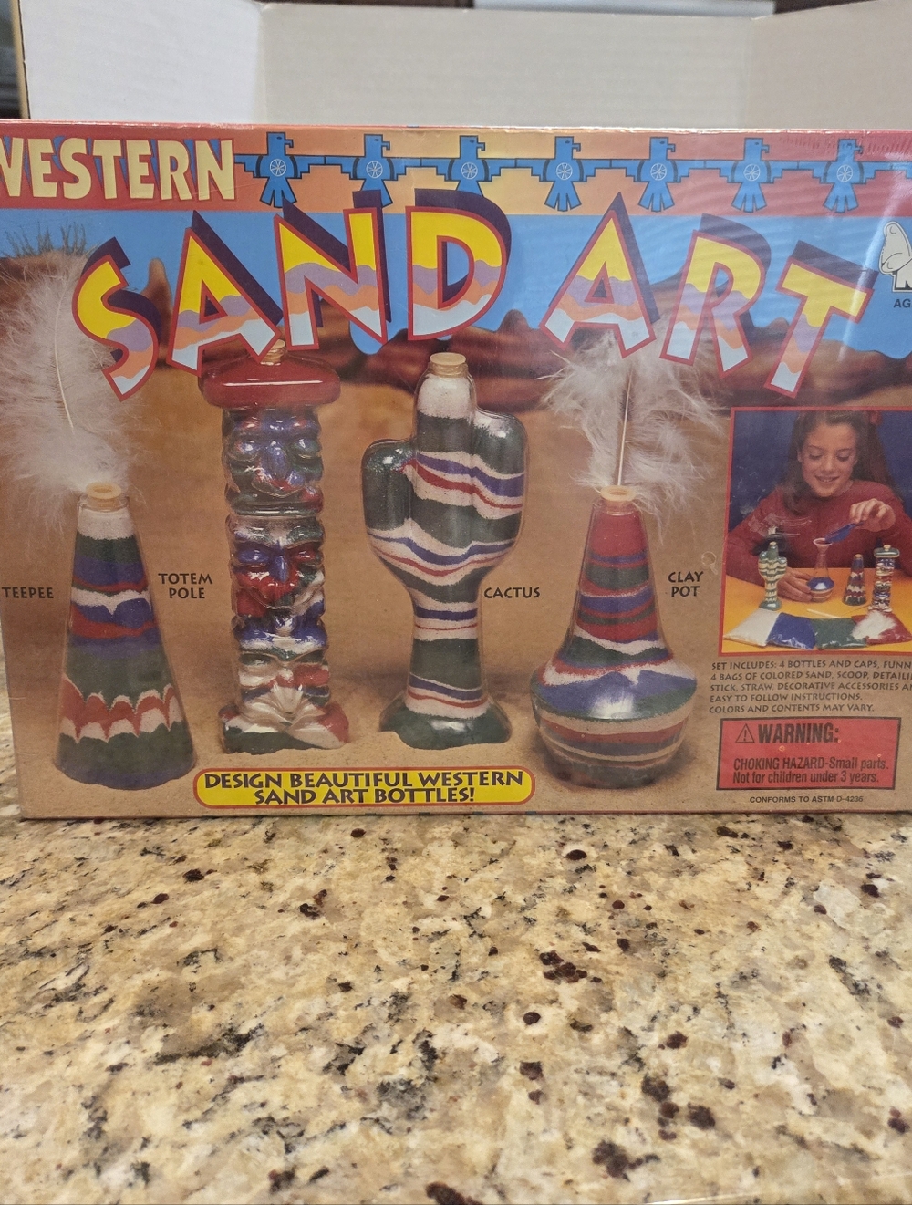 NSI Western Sand Art Design Kit #9350 Crafts for Kids 1995  New Sealed Vintage